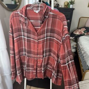 American Eagle Outfitters Red and Black Plaid Shirt